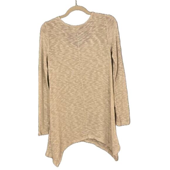 Mudd Cream/Tan High Low, Asymmetrical, Flowy, Tunic, Sweater, Size M - Picture 2 of 11